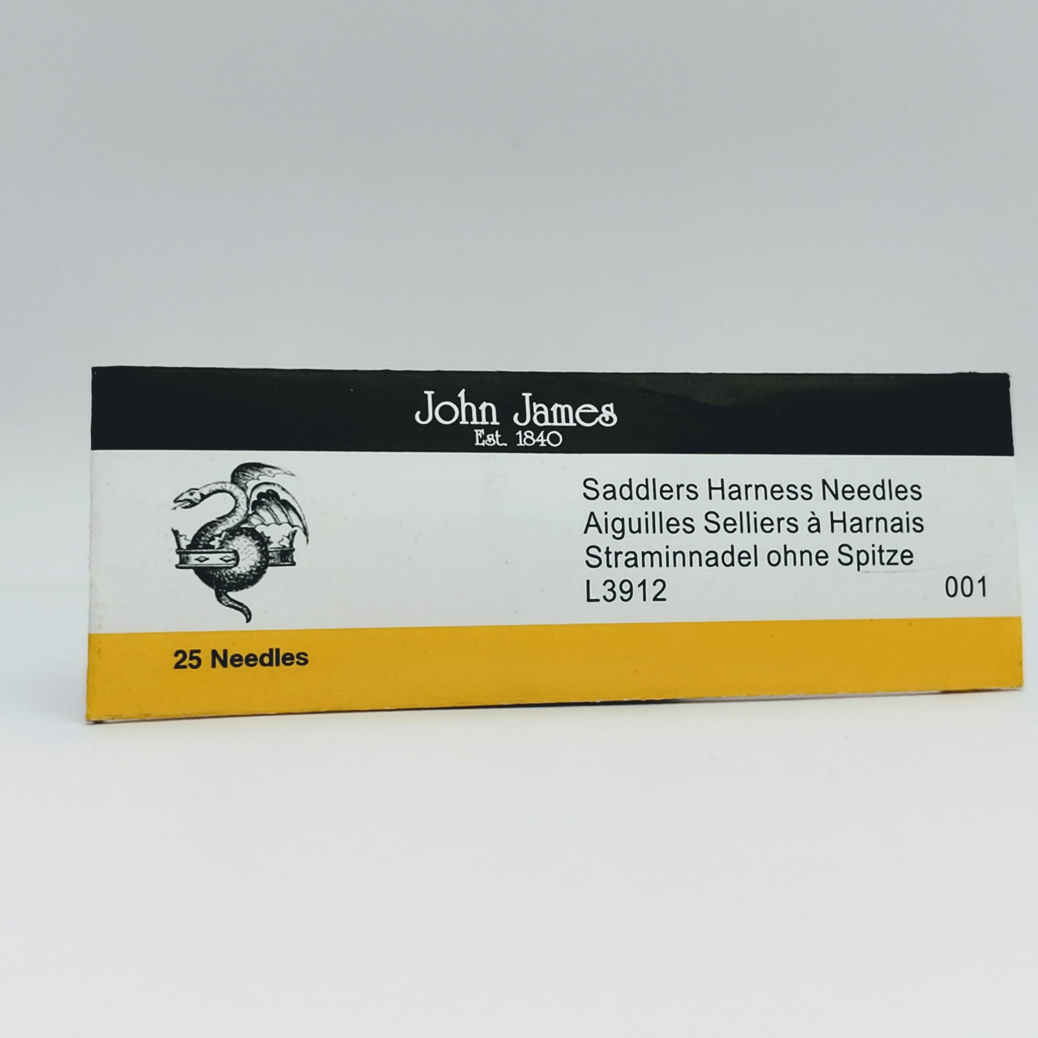 Stitchtight - John James Saddlers Harness Needles Style L3912 Used for Hand  Stitched Leather Craft Work (L3912 Size 001)